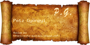 Petz Gyöngyi névjegykártya